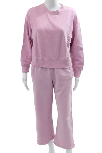 Zara Girls Cotton Blend Crew Neck Sweatshirt + Sweatpants Set Pink Size 11-12