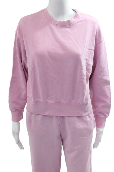 Zara Girls Cotton Blend Crew Neck Sweatshirt + Sweatpants Set Pink Size 11-12