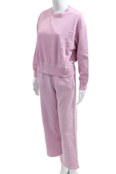 Zara Girls Cotton Blend Crew Neck Sweatshirt + Sweatpants Set Pink Size 11-12