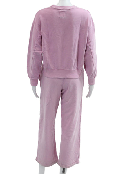 Zara Girls Cotton Blend Crew Neck Sweatshirt + Sweatpants Set Pink Size 11-12