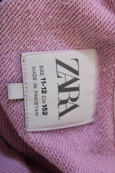 Zara Girls Cotton Blend Crew Neck Sweatshirt + Sweatpants Set Pink Size 11-12
