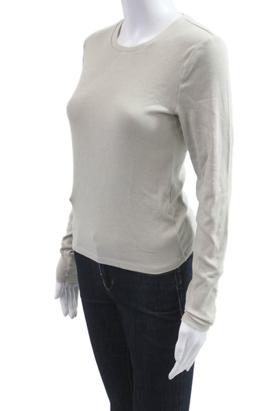 TNA Womens Basic Long Sleeve T-Shirt Beige Cotton Elastane Size M
