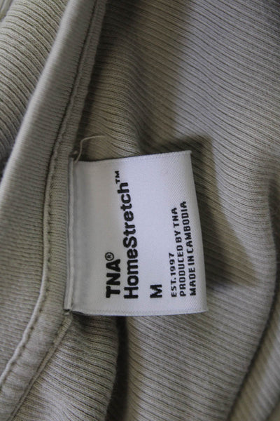 TNA Womens Basic Long Sleeve T-Shirt Beige Cotton Elastane Size M