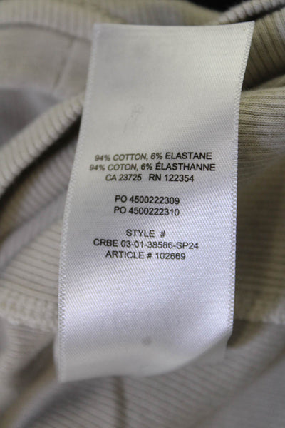 TNA Womens Basic Long Sleeve T-Shirt Beige Cotton Elastane Size M