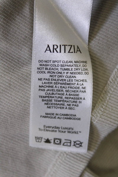 TNA Womens Basic Long Sleeve T-Shirt Beige Cotton Elastane Size M