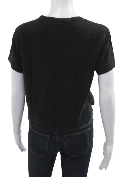 Re/Done Womens Cropped Basic Black Cotton Crewneck Short Sleeve T-Shirt Size M