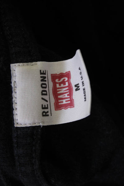 Re/Done Womens Cropped Basic Black Cotton Crewneck Short Sleeve T-Shirt Size M