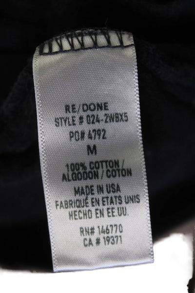 Re/Done Womens Cropped Basic Black Cotton Crewneck Short Sleeve T-Shirt Size M