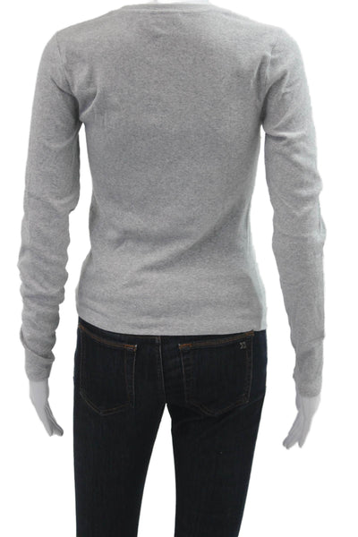 TNA Womens Gray Basic Long Sleeve Crew Neck T-Shirt Size M
