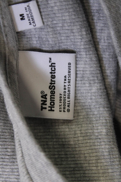TNA Womens Gray Basic Long Sleeve Crew Neck T-Shirt Size M