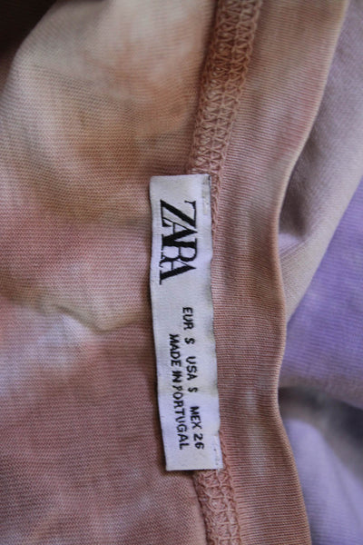 Zara Womens Basic Jersey Cotton Crew Neck Short Sleeve T-Shirt Beige Size S