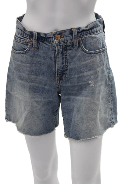 J Crew Unisex Bermuda Shorts Blue Button 99% Cotton 1% Elastane Size 25