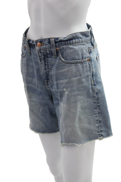 J Crew Unisex Bermuda Shorts Blue Button 99% Cotton 1% Elastane Size 25
