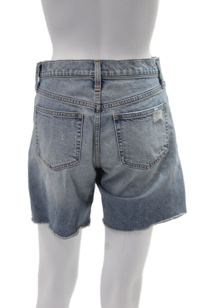 J Crew Unisex Bermuda Shorts Blue Button 99% Cotton 1% Elastane Size 25