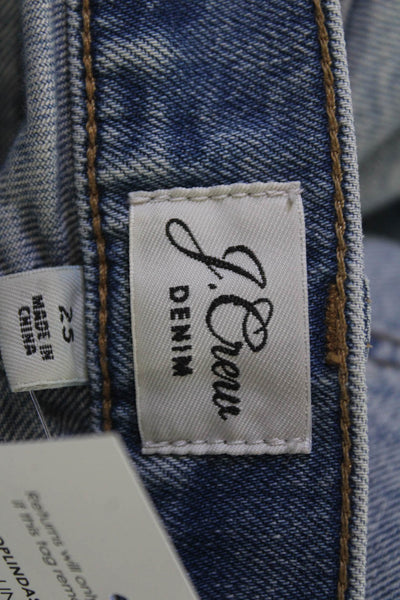 J Crew Unisex Bermuda Shorts Blue Button 99% Cotton 1% Elastane Size 25