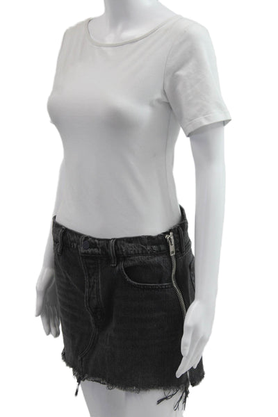 Alexander Wang Womens Mini Cotton Skirt Dark Gray Size 27