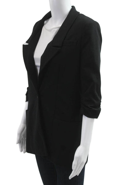Elizabeth & James Womens Black Collared Blazer 3/4 Sleeve Button Size 2