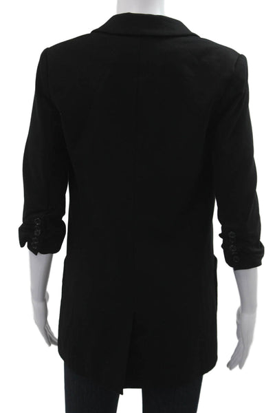 Elizabeth & James Womens Black Collared Blazer 3/4 Sleeve Button Size 2