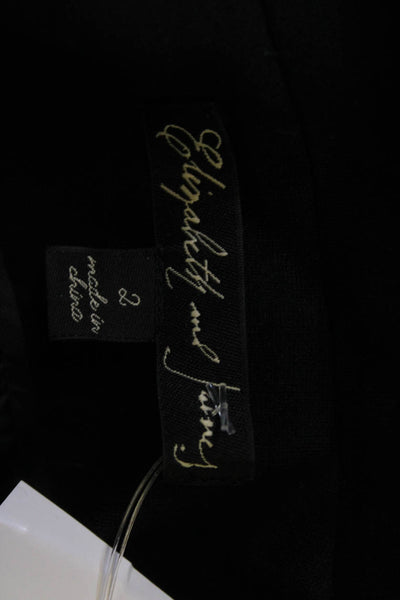 Elizabeth & James Womens Black Collared Blazer 3/4 Sleeve Button Size 2