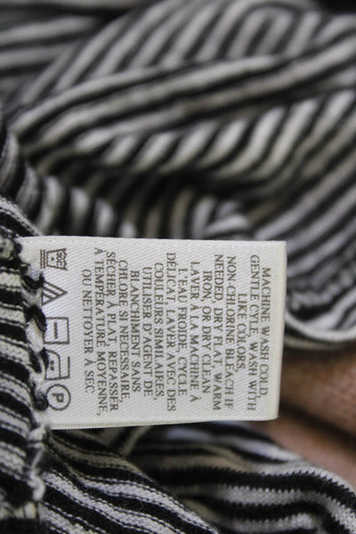 ALC Womens Cropped Sleeveless Linen Tank Black Striped Crew Neck Size S