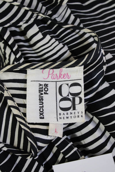 Parker Women Striped Viscose Maxi Dress Sleeveless Black Size L