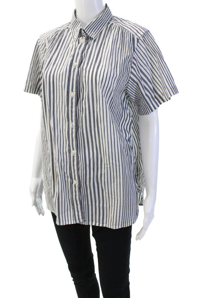 J Crew Womens White Cotton Collared Short Sleeve Basic Button-Up Size 10