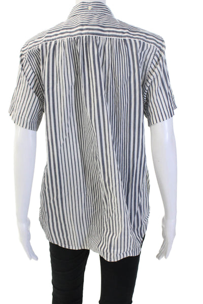 J Crew Womens White Cotton Collared Short Sleeve Basic Button-Up Size 10