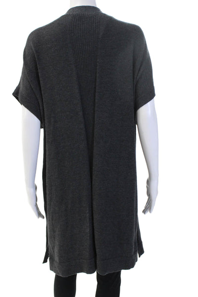 Athleta Unisex Dark Gray V-Neck Short Sleeve Cardigan Size M