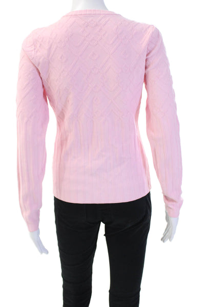 Milly Women Pullover Sweater Pink Geometric Crew Neck Long Sleeve Size M