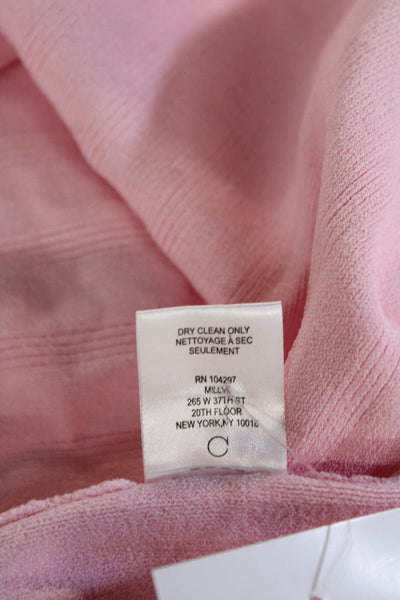 Milly Women Pullover Sweater Pink Geometric Crew Neck Long Sleeve Size M
