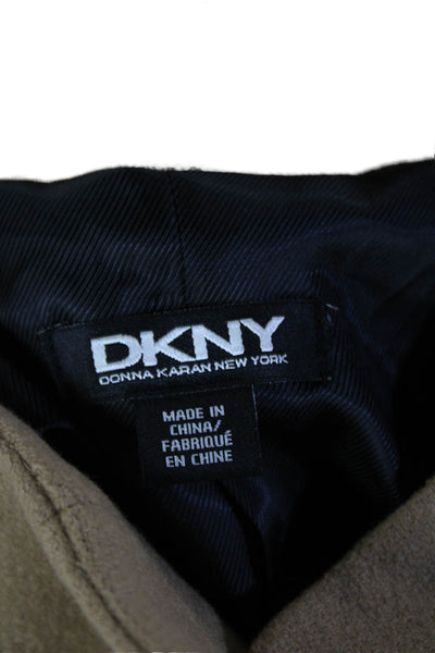 DKNY Womens Tan Mock Neck Short Sleeve Wool Blend Jacket Size S
