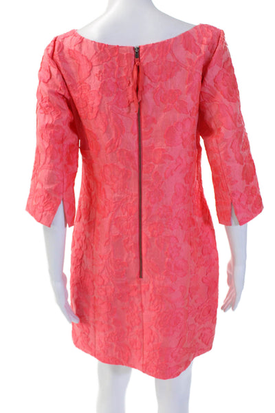Tracy Reese Women Shift Dress Pink Floral 3/4 Sleeve Knee Size 6