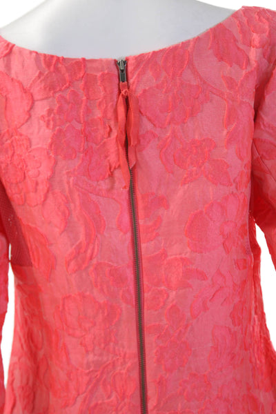 Tracy Reese Women Shift Dress Pink Floral 3/4 Sleeve Knee Size 6