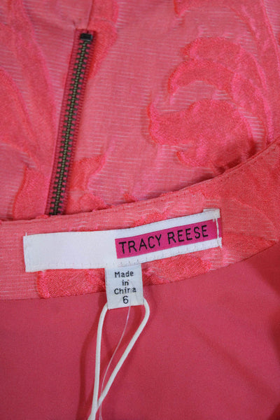 Tracy Reese Women Shift Dress Pink Floral 3/4 Sleeve Knee Size 6
