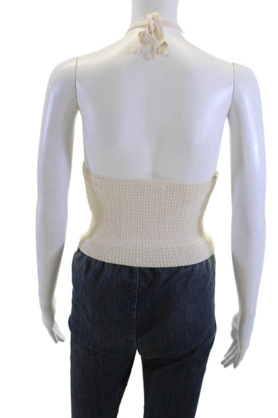 Sandro Womens Cropped Argyle Beige Tank Sleeveless Viscose Blend Size 1