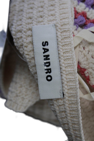 Sandro Womens Cropped Argyle Beige Tank Sleeveless Viscose Blend Size 1
