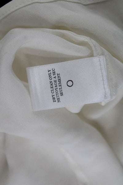 ALC Women Silk Short Sleeve Crew Neck Blouse White Hook & Eye Size XS