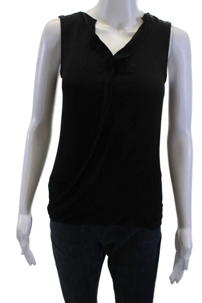 Theory Womens Black V-Neck Sleeveless Basic Tank Designer Size PP