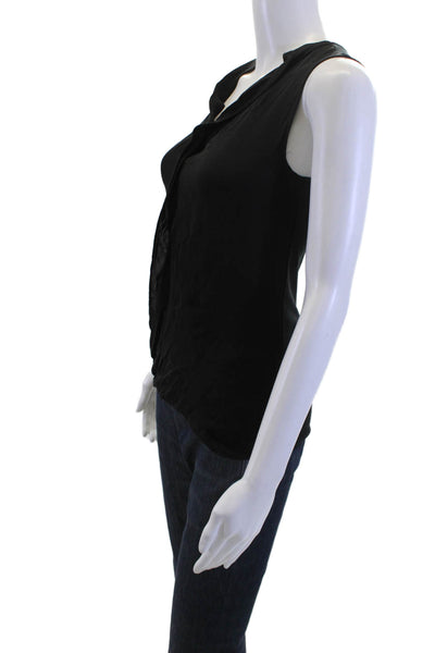 Theory Womens Black V-Neck Sleeveless Basic Tank Designer Size PP