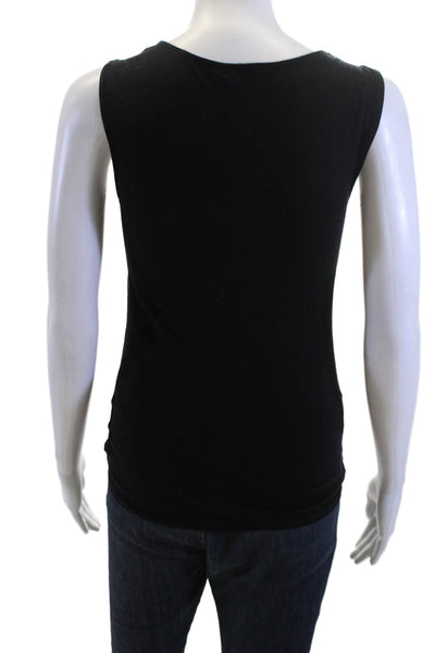 Theory Womens Black V-Neck Sleeveless Basic Tank Designer Size PP