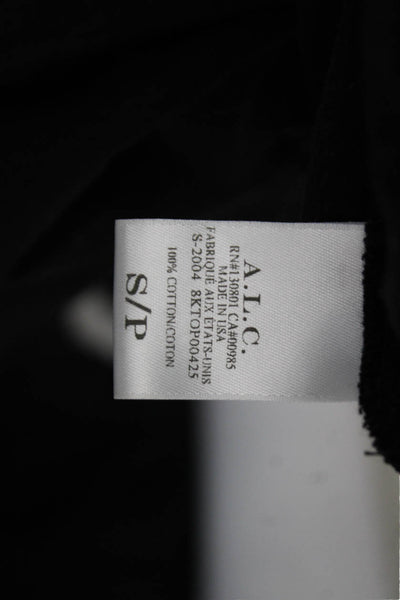 ALC Women Cropped Black Crew Neck Short Sleeve T-Shirt 100% Cotton Size S