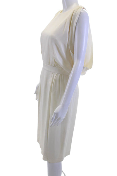 Thakoon Women Beige Blouson Sleeveless Crew Neck Dress Size 6