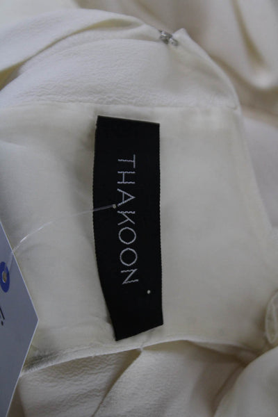 Thakoon Women Beige Blouson Sleeveless Crew Neck Dress Size 6