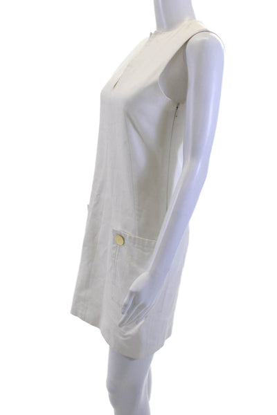 Derek Lam Women White Sleeveless Shift Mini Dress Cotton Button Size 4