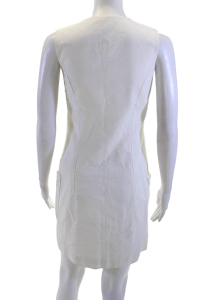 Derek Lam Women White Sleeveless Shift Mini Dress Cotton Button Size 4