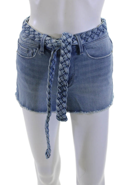 Frame Unisex Light Blue Tie Waist Shorts Beach Cotton Modal Size 24