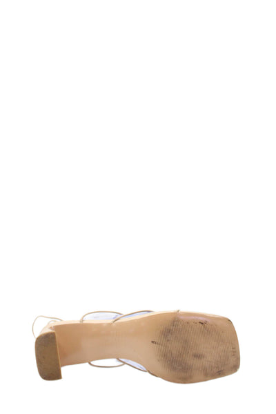 Alias Mae Womens Leather Square Toe Calf Tie Detail Heels Beige Size 8