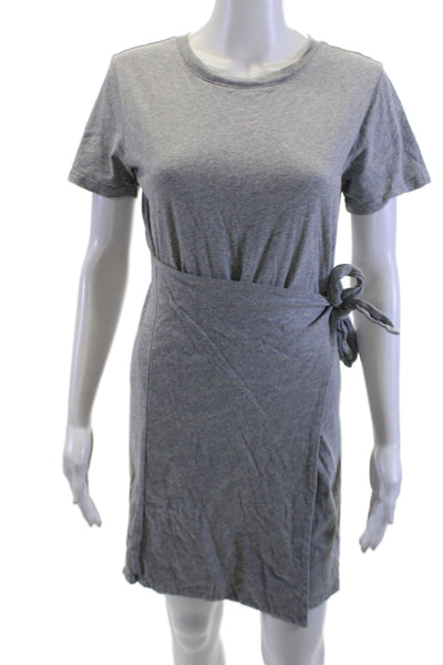 Rails Womens T-Shirt Dress Gray Cotton Crew Neck Short Sleeve Tie Waist Size S