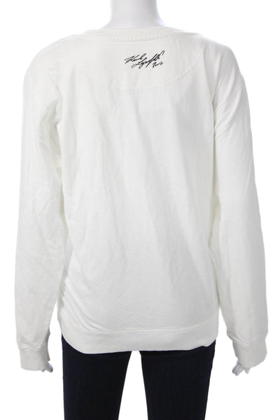 Karl Lagerfeld Womens Pullover Sweatshirt White Crew Neck Long Sleeve Size XL