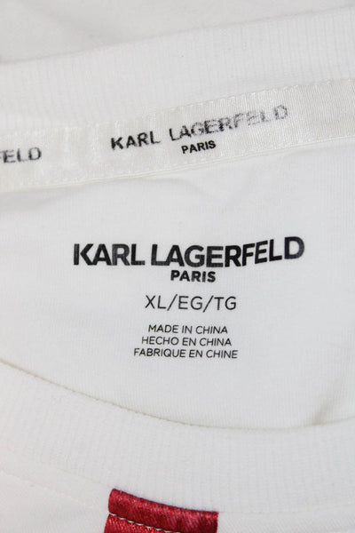 Karl Lagerfeld Womens Pullover Sweatshirt White Crew Neck Long Sleeve Size XL